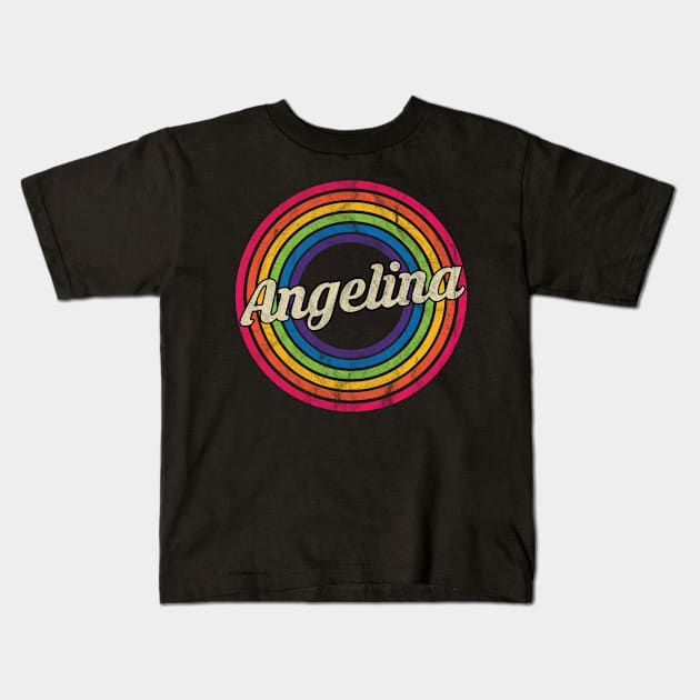 Angelina -Retro Rainbow Faded-Style Kids T-Shirt by MaydenArt